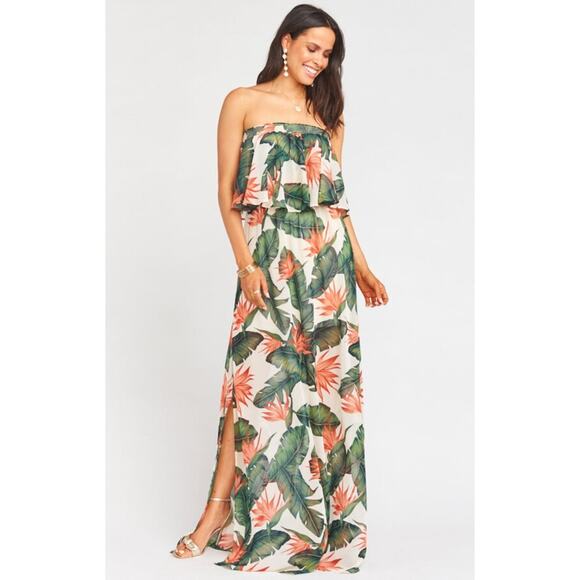 Show Me Your Mumu Hacienda Maxi Dress Ruffle Paradise Found Chiffon Size Small - Picture 1 of 7